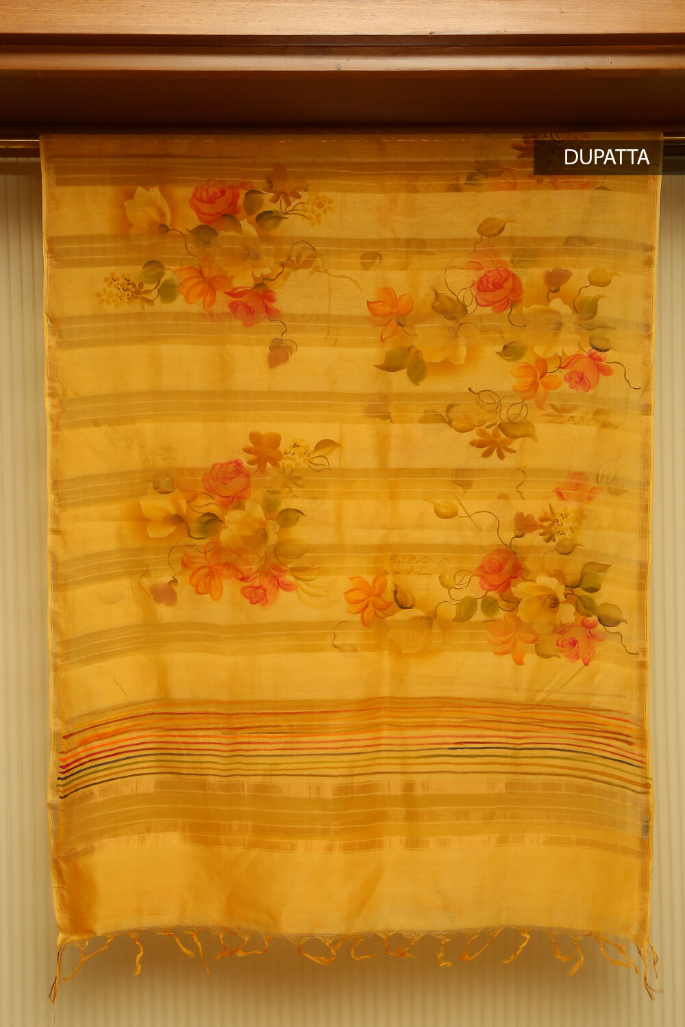 Yellow Pure Silk Cotton Suit Set image number null