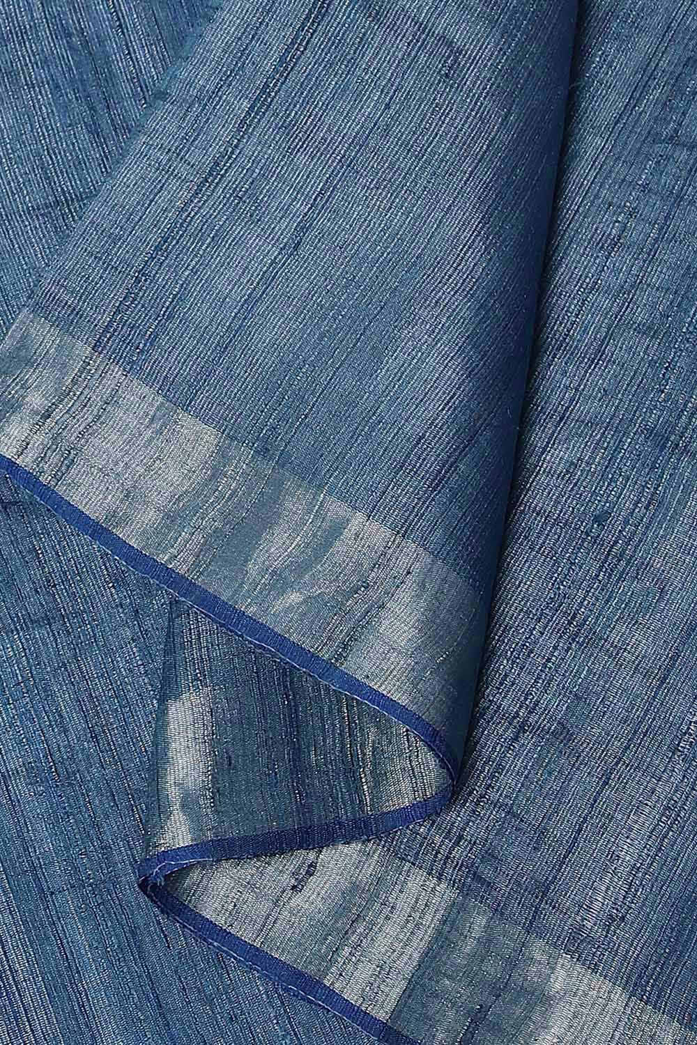 Blue Pure Tussar Silk Bhagalpuri Saree image number null