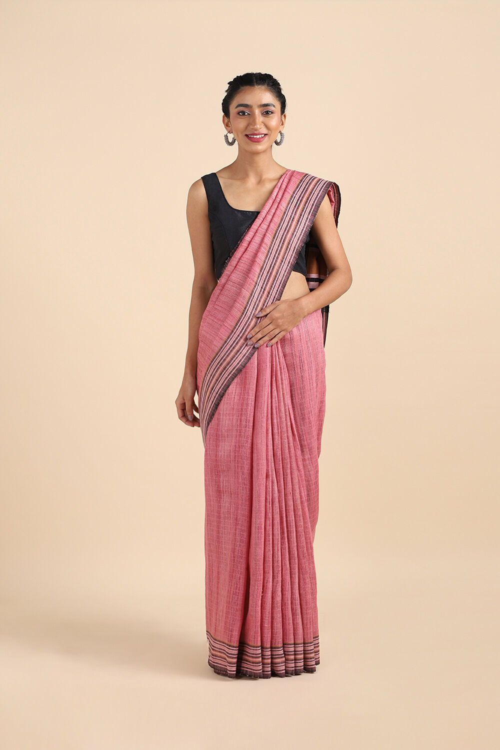 Light Pure Pink Tussar Bhagalpuri Saree image number null
