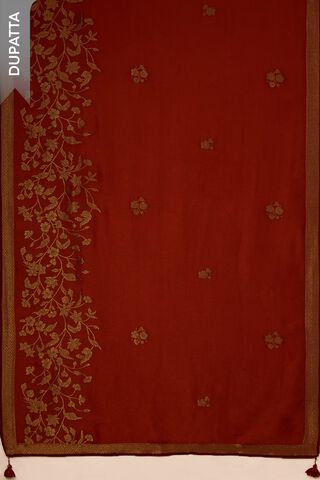 Red Pure Viscose Embroidered Unstitched Suit Set thumbnail image number null