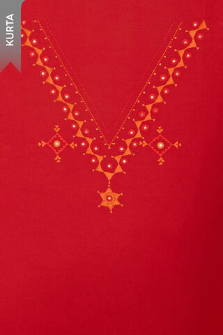 Dark Red Pure Cotton Embroidered Unstitched Suit Set thumbnail image number null