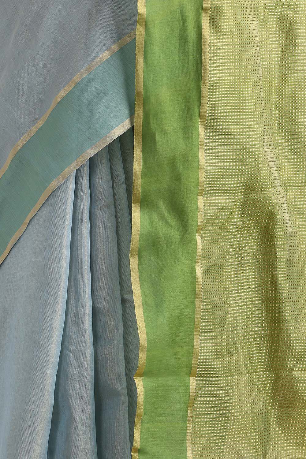 Light Blue Pure Cotton Tissue Chanderi Saree image number null