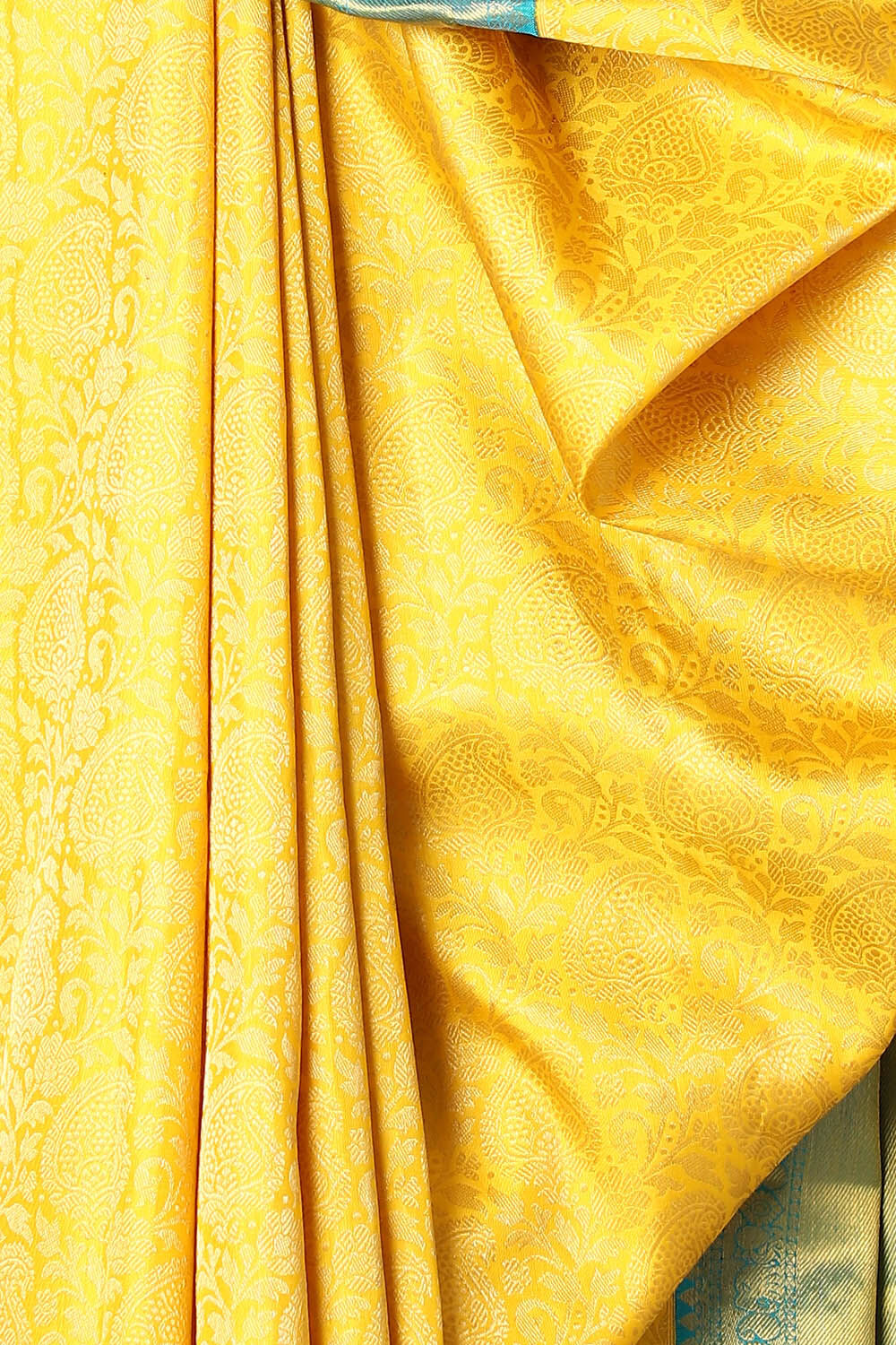Yellow Pure Silk Kanjivaram Saree image number null