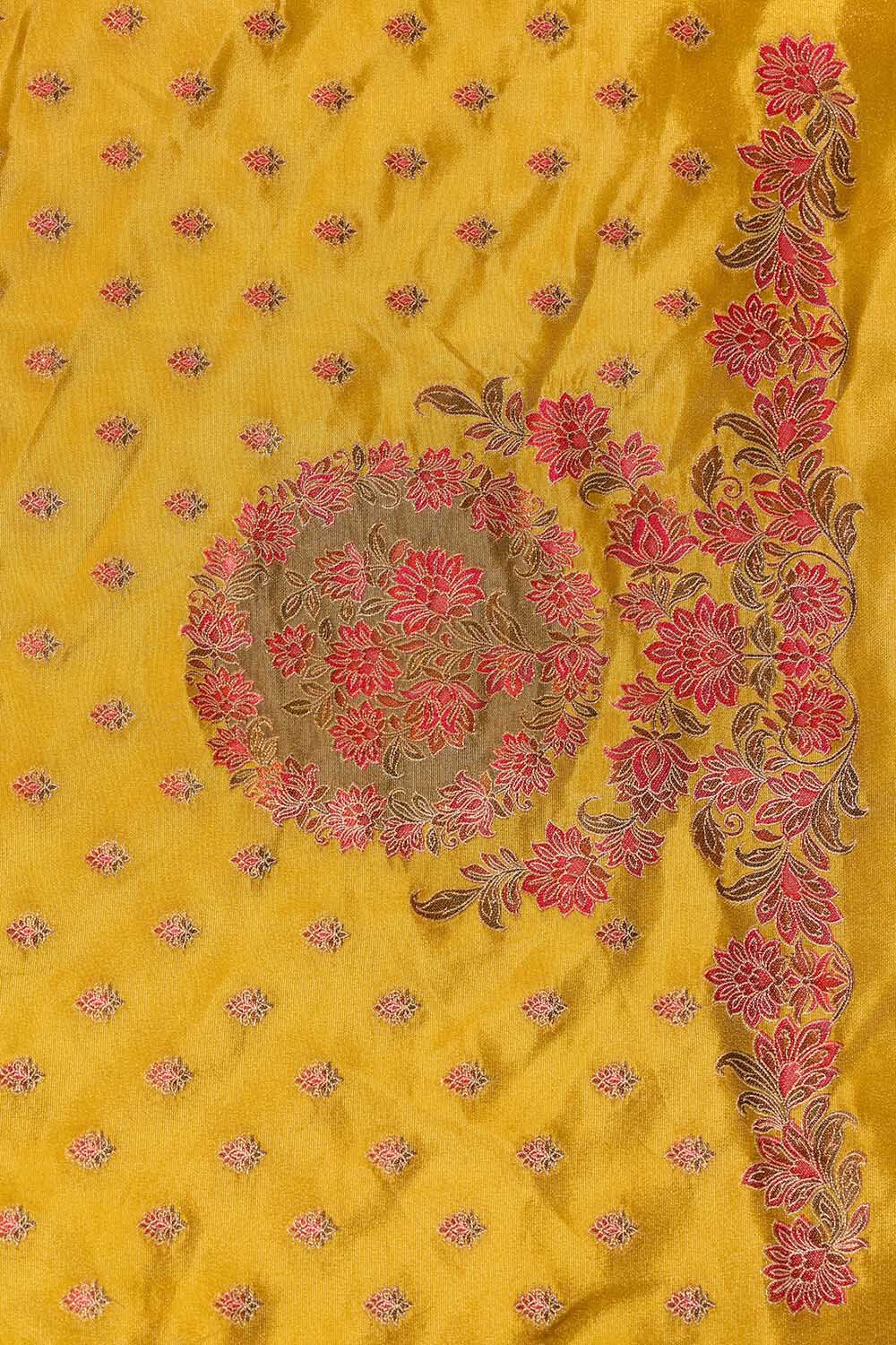 Yellow Woven Viscose Tissue Saree image number null