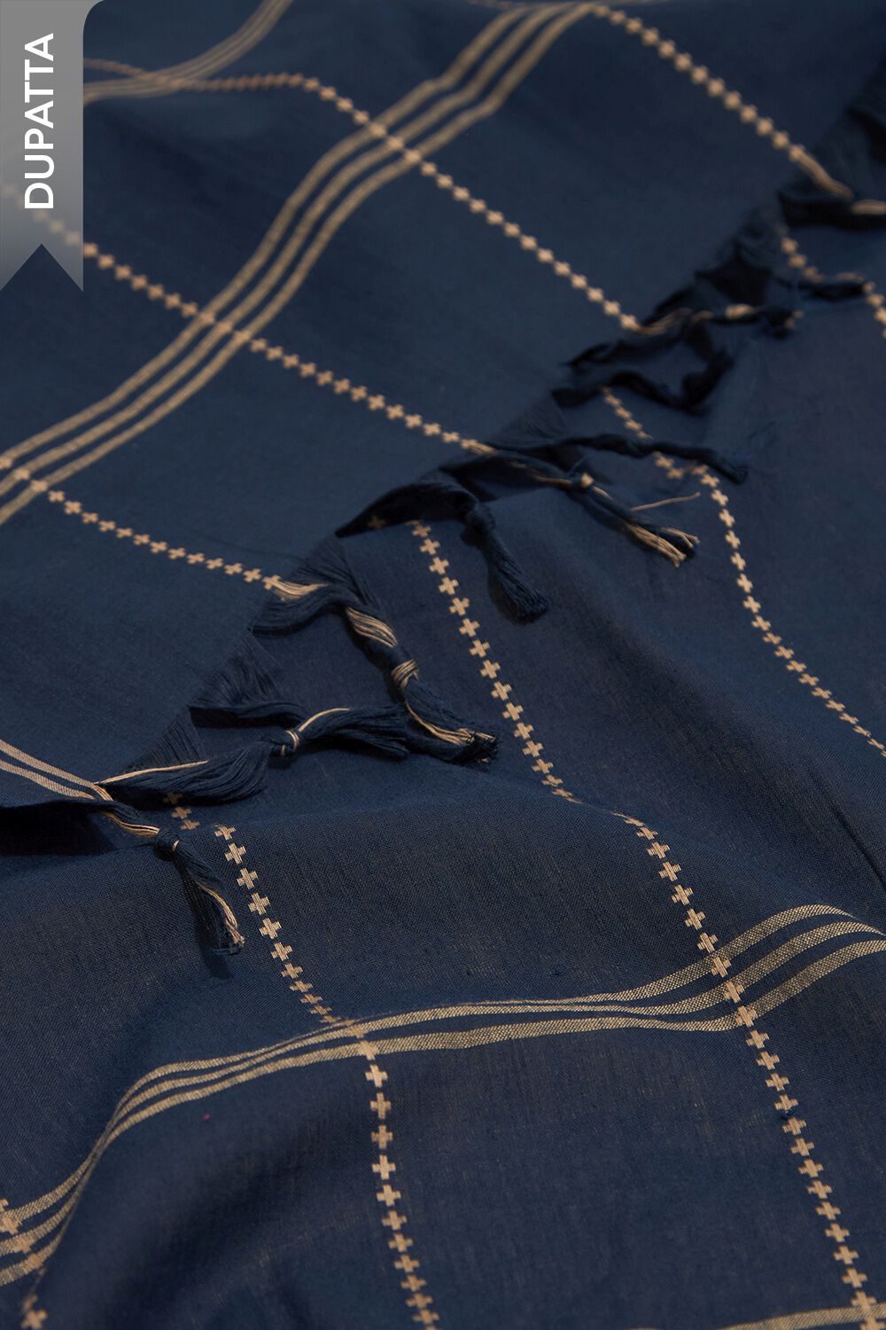 Dark Blue Pure Cotton Woven Unstitched Suit Set image number null