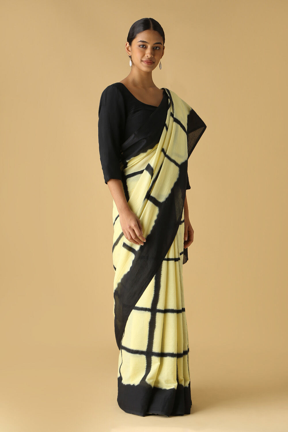 Light Yellow Cotton Printed Saree image number null