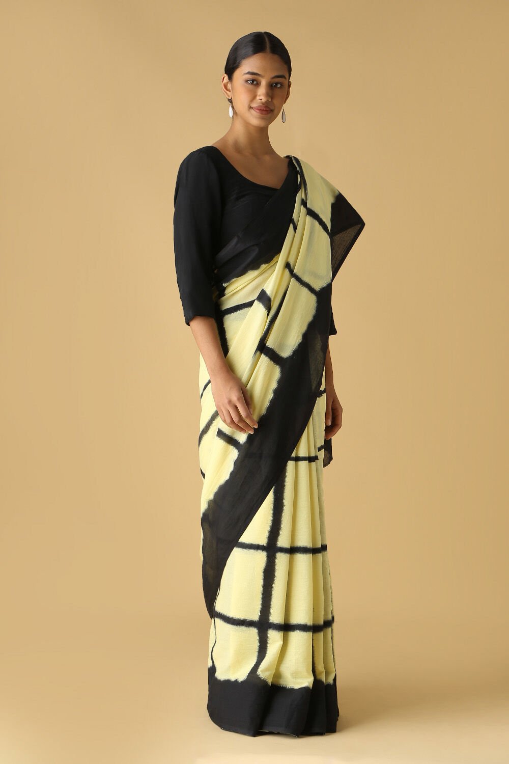Light Yellow Cotton Printed Saree image number null