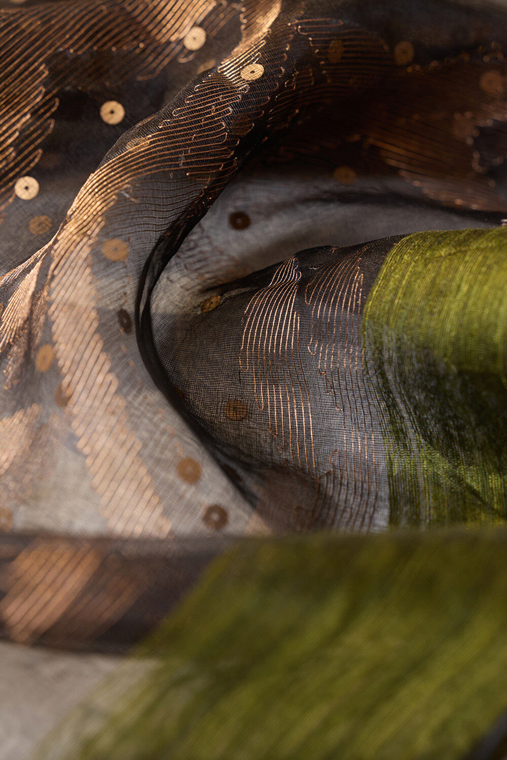 Dark Green Jamdani Pure Silk Vanya Bengal Saree image number null