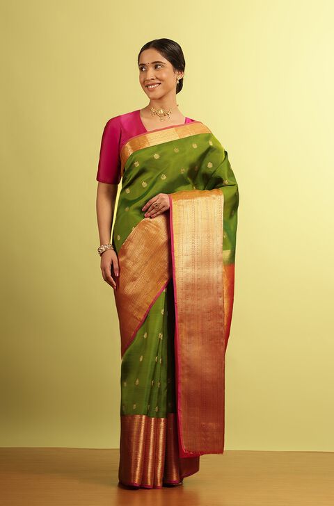 Green Woven Silk Viscose Saree