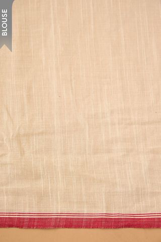 Off White Pure Cotton Block Printed Bengal Saree thumbnail image number null