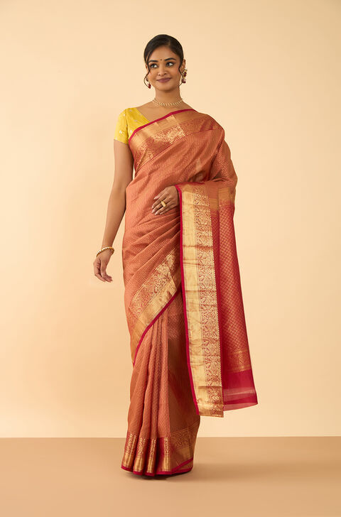 Orange Woven Silk Viscose Saree
