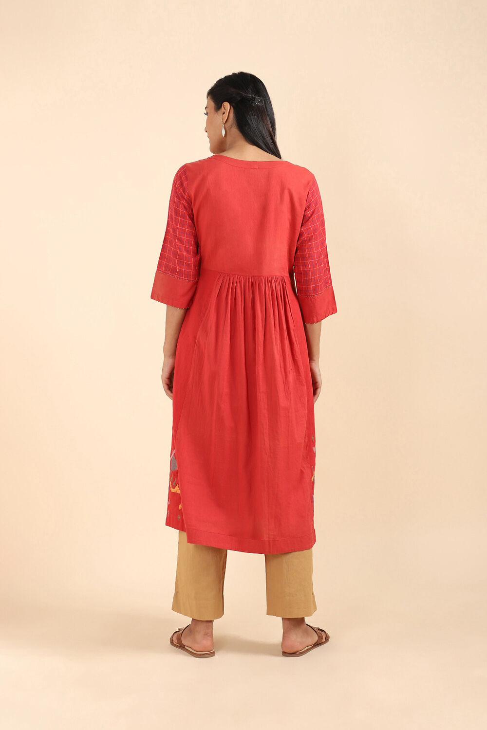 Red Cotton Jamdani Kurta image number null