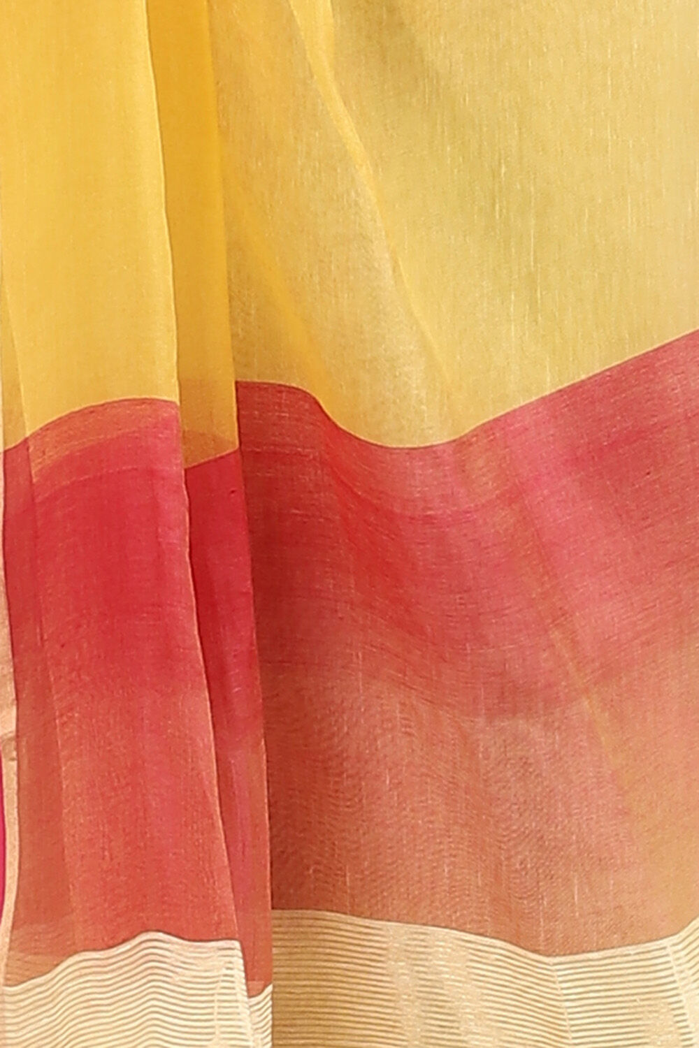 Light Yellow Pure Silk Linen Bhagalpuri Saree image number null