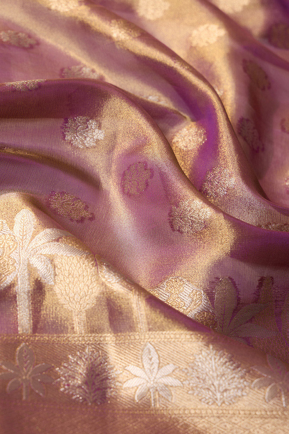 Purple Woven Viscose Tissue Saree image number null