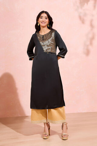 Black Viscose Brocade Kurta image number