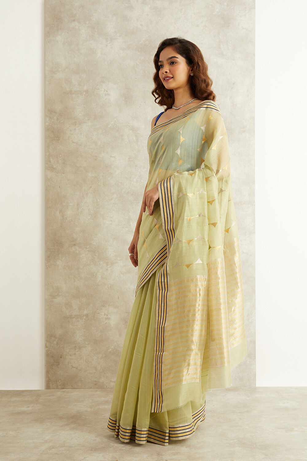Light Green Pure Silk Cotton Eknaliya Chanderi Saree image number null