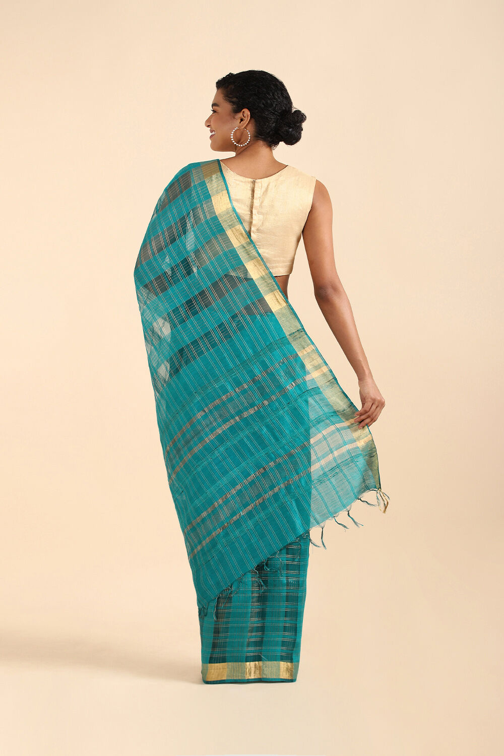 Green Pure Tussar Silk Bhagalpuri Saree image number null