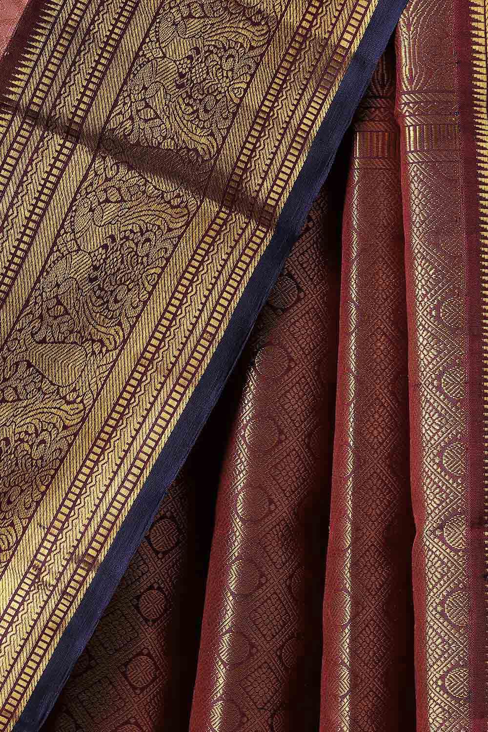 Orange Pure Silk Kanjivaram Saree image number null