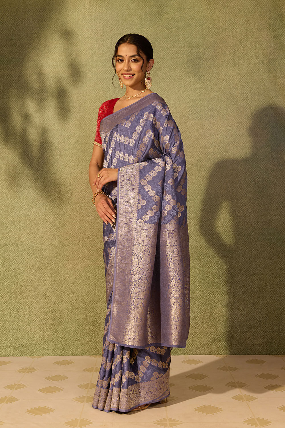 Blue Pure Viscose Woven Saree image number null