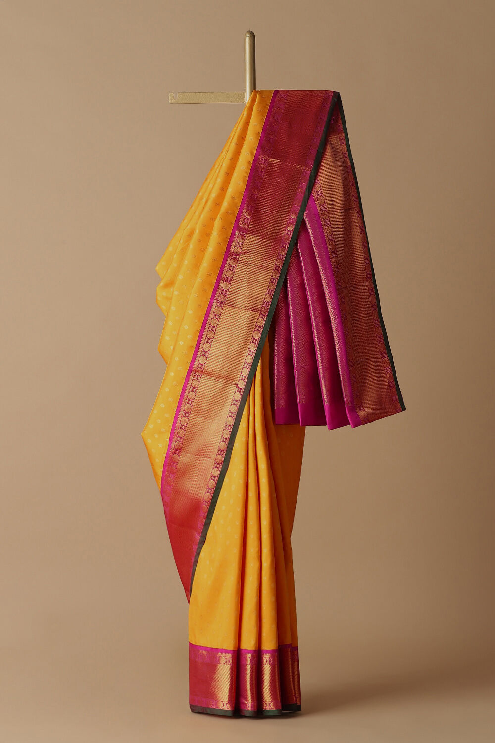 Yellow Pure Silk Kanjivaram Saree image number null
