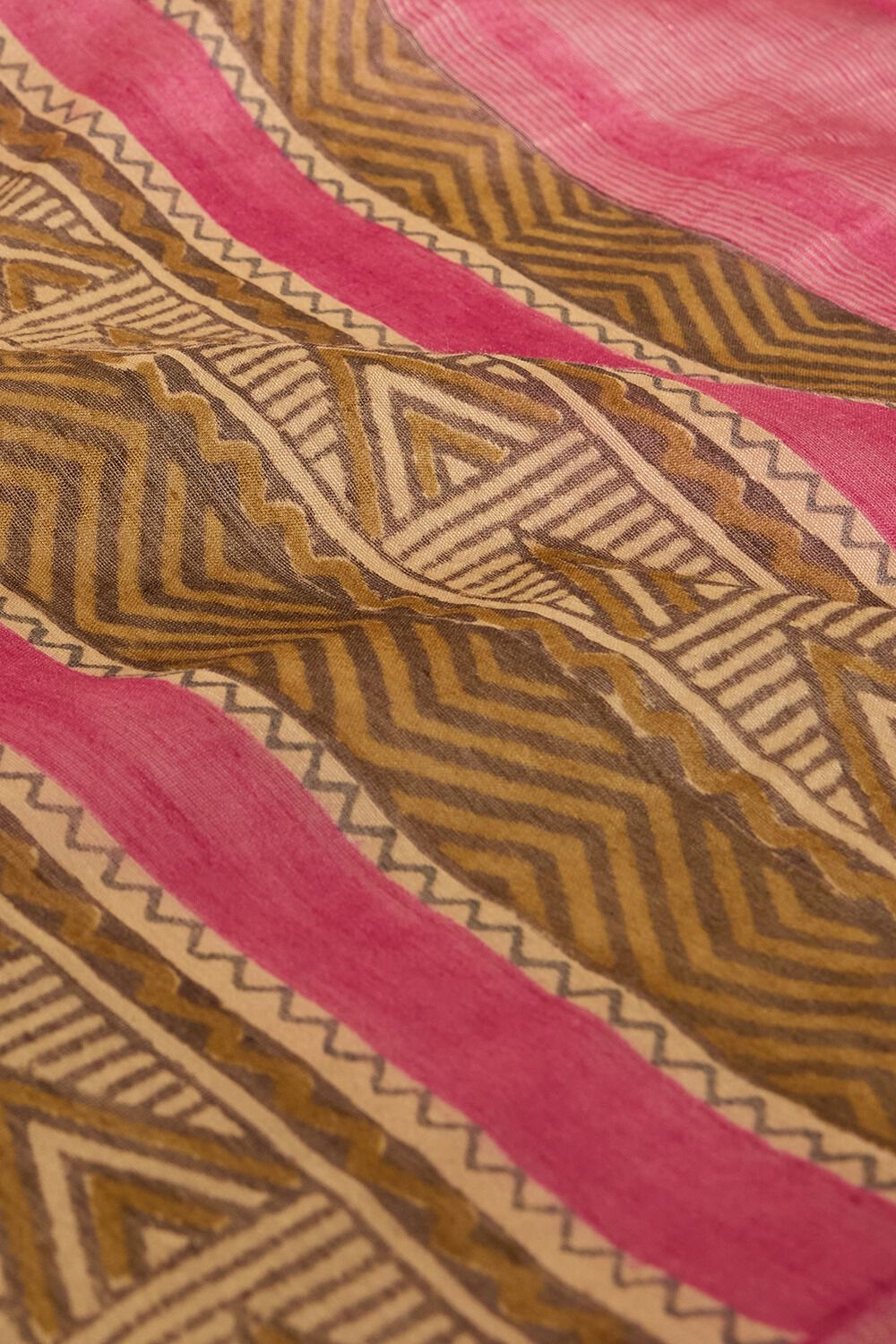 Light Pink Block Printed Silk Muga Dupatta image number null