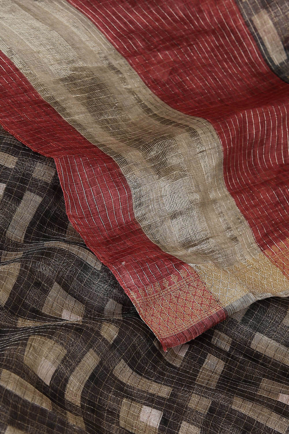 Grey Pure Silk Linen Digital Printed Saree image number null