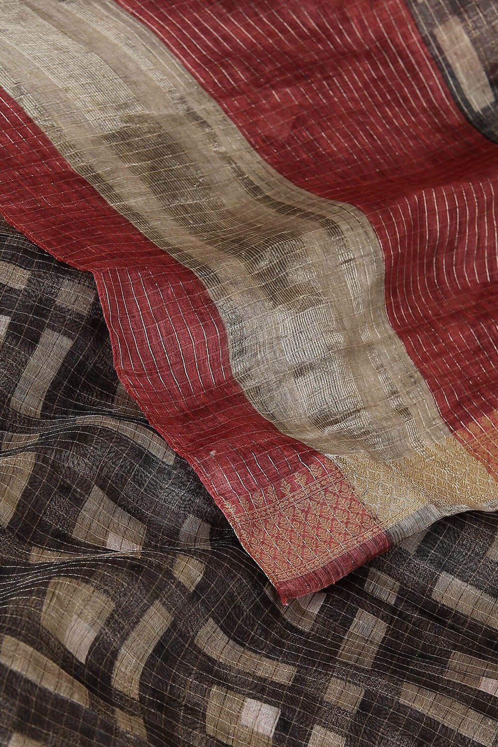 Grey Pure Silk Linen Digital Printed Saree image number null
