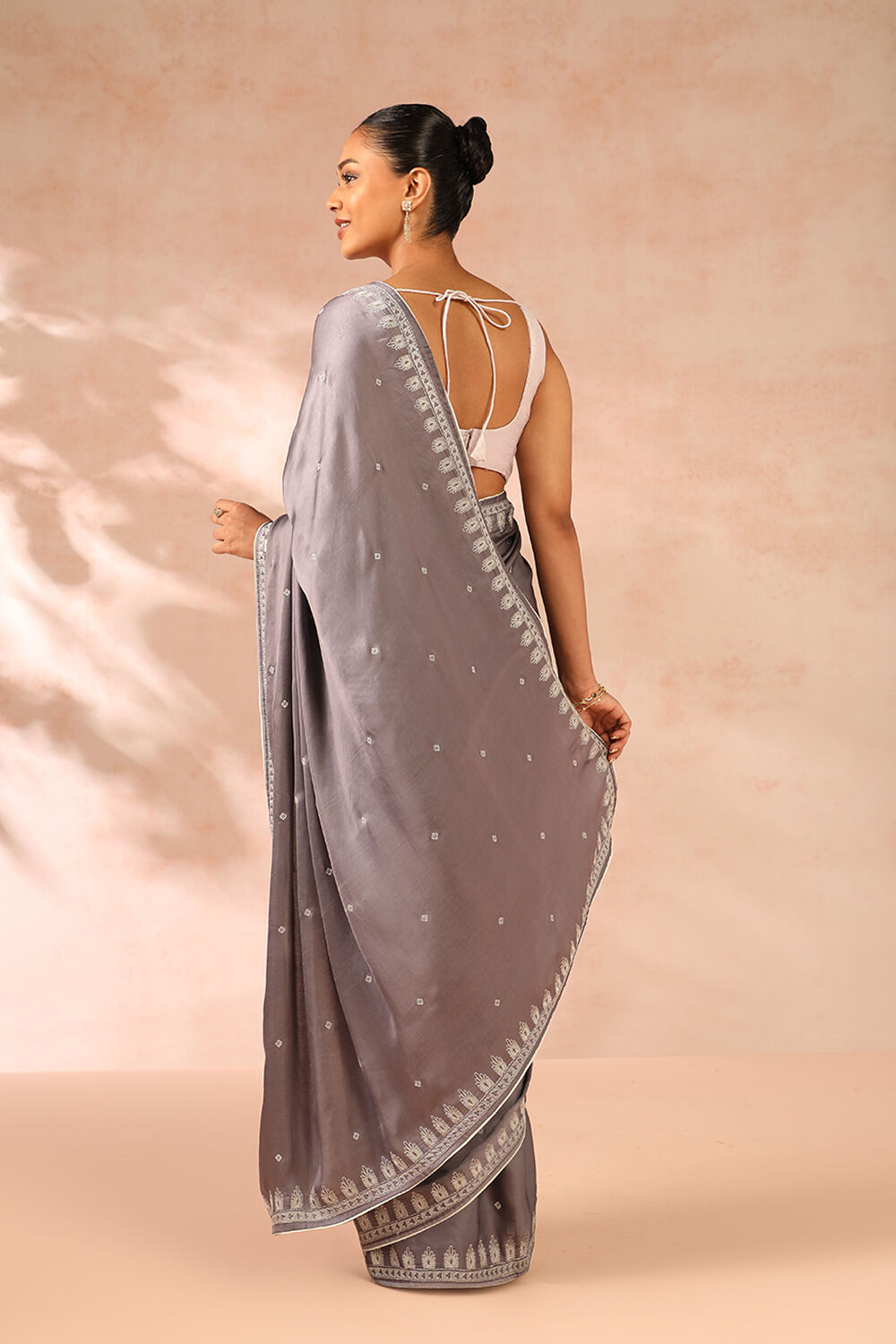 Grey Viscose Modal Embroidery Saree image number null