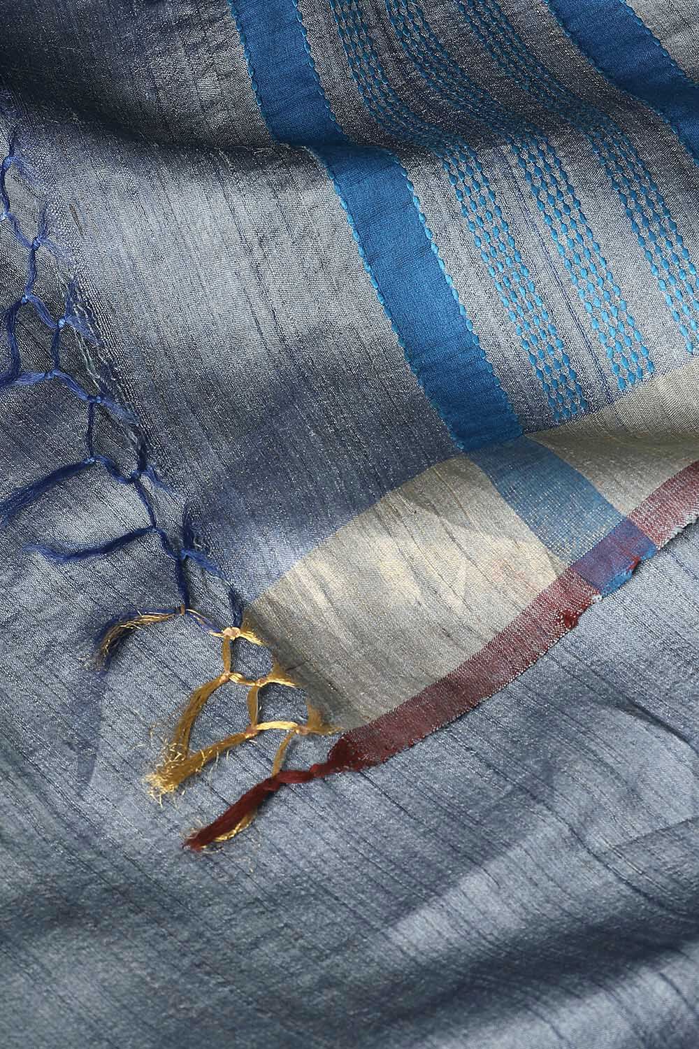 Grey Pure Tussar Bhagalpuri Saree image number null
