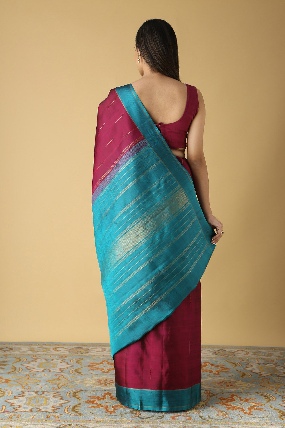 Dark Pink Pure Silk Kanjivaram Saree image number null