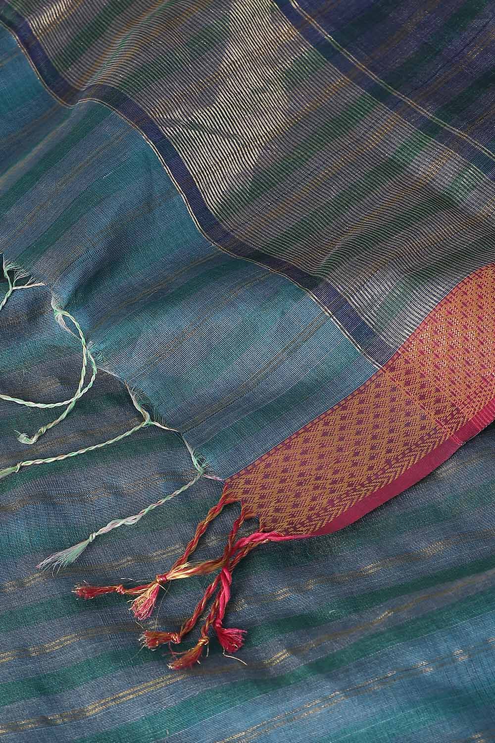 Light Blue Pure Silk Cotton Maheswari Saree image number null