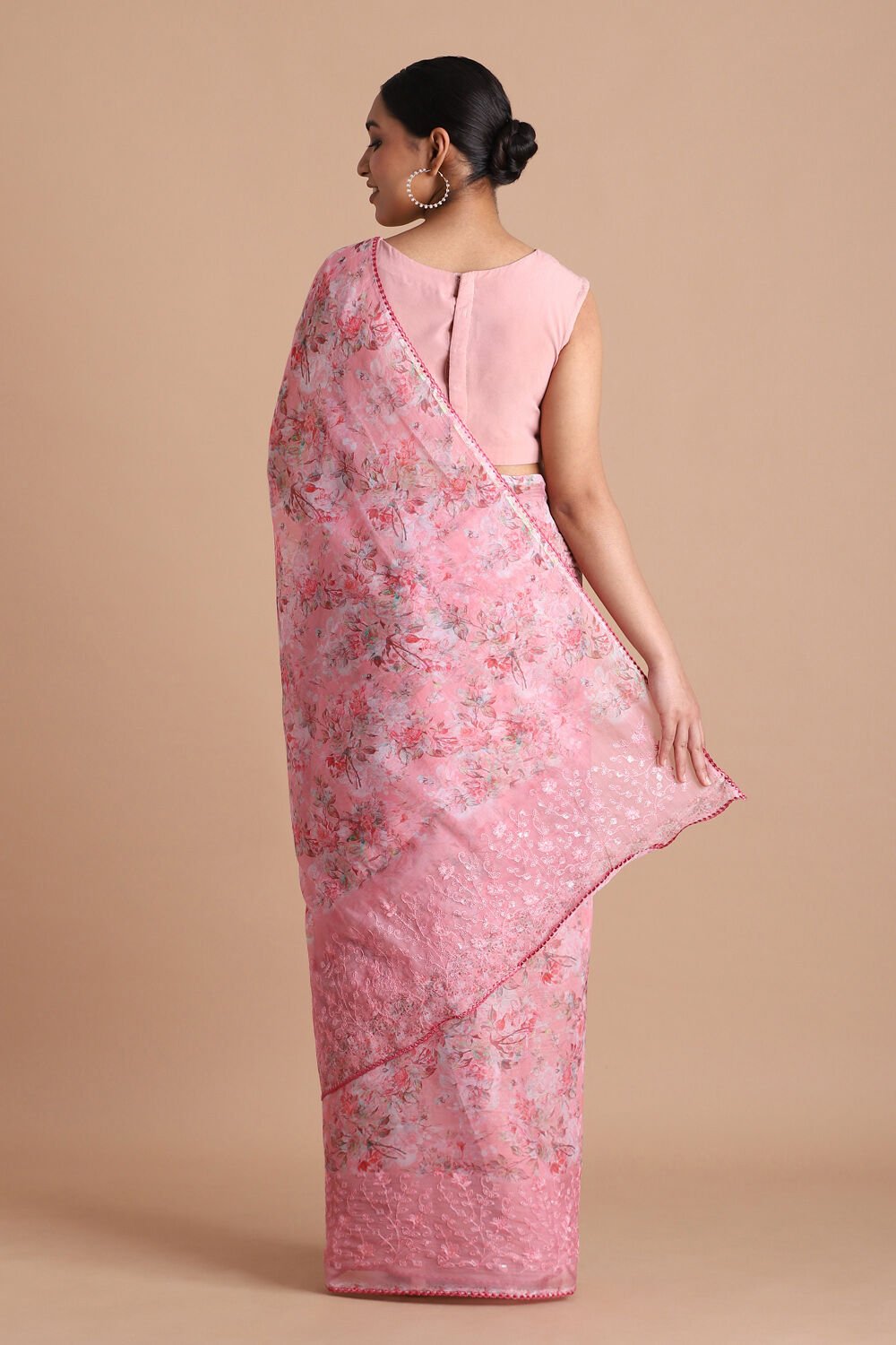 Pink Pure Embroidered Saree image number null