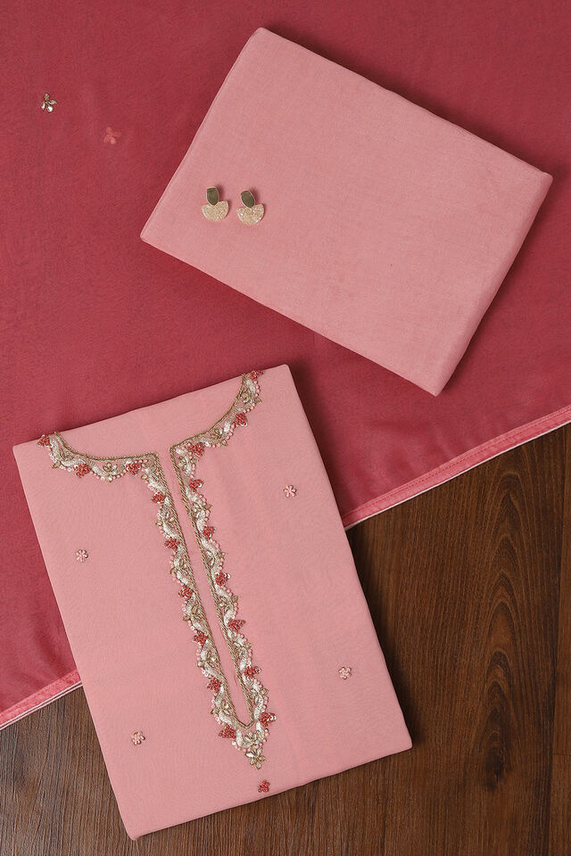 Light Pink Viscose EmbroideLight Pink Unstitched Suit Set