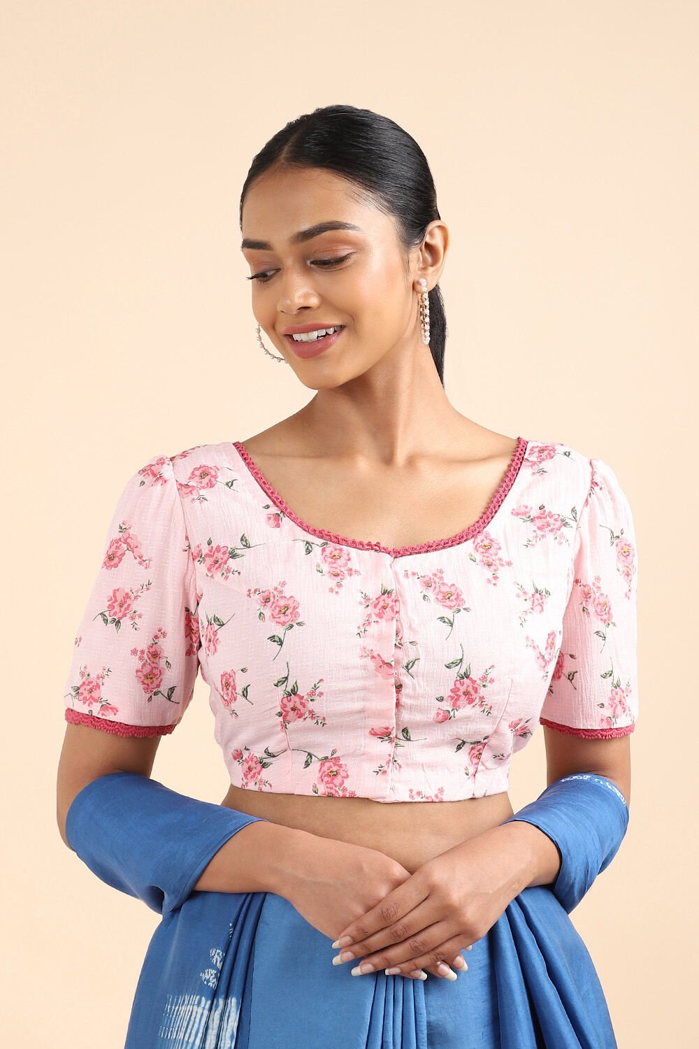 Light Pink Printed Viscose Blouse image number null