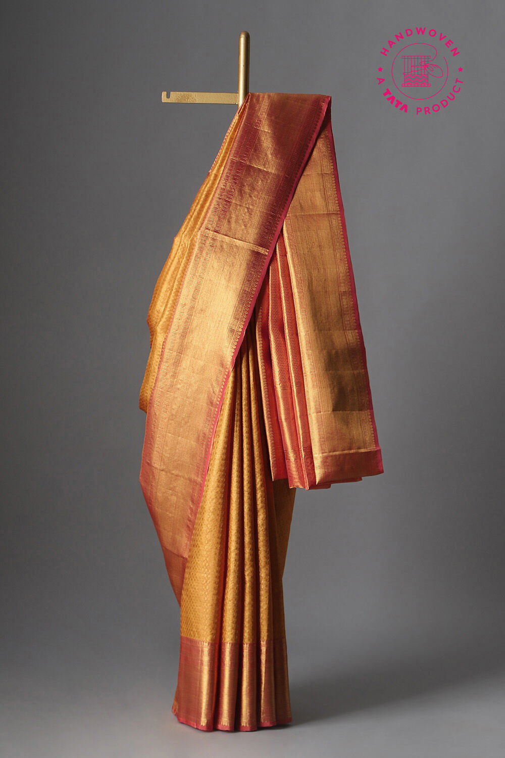 Dark Yellow Pure Tissue Silk Kanjivaram Saree image number null