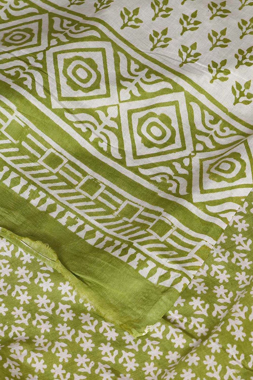 Light Green Pure Cotton Sanganeri Printed Saree image number null