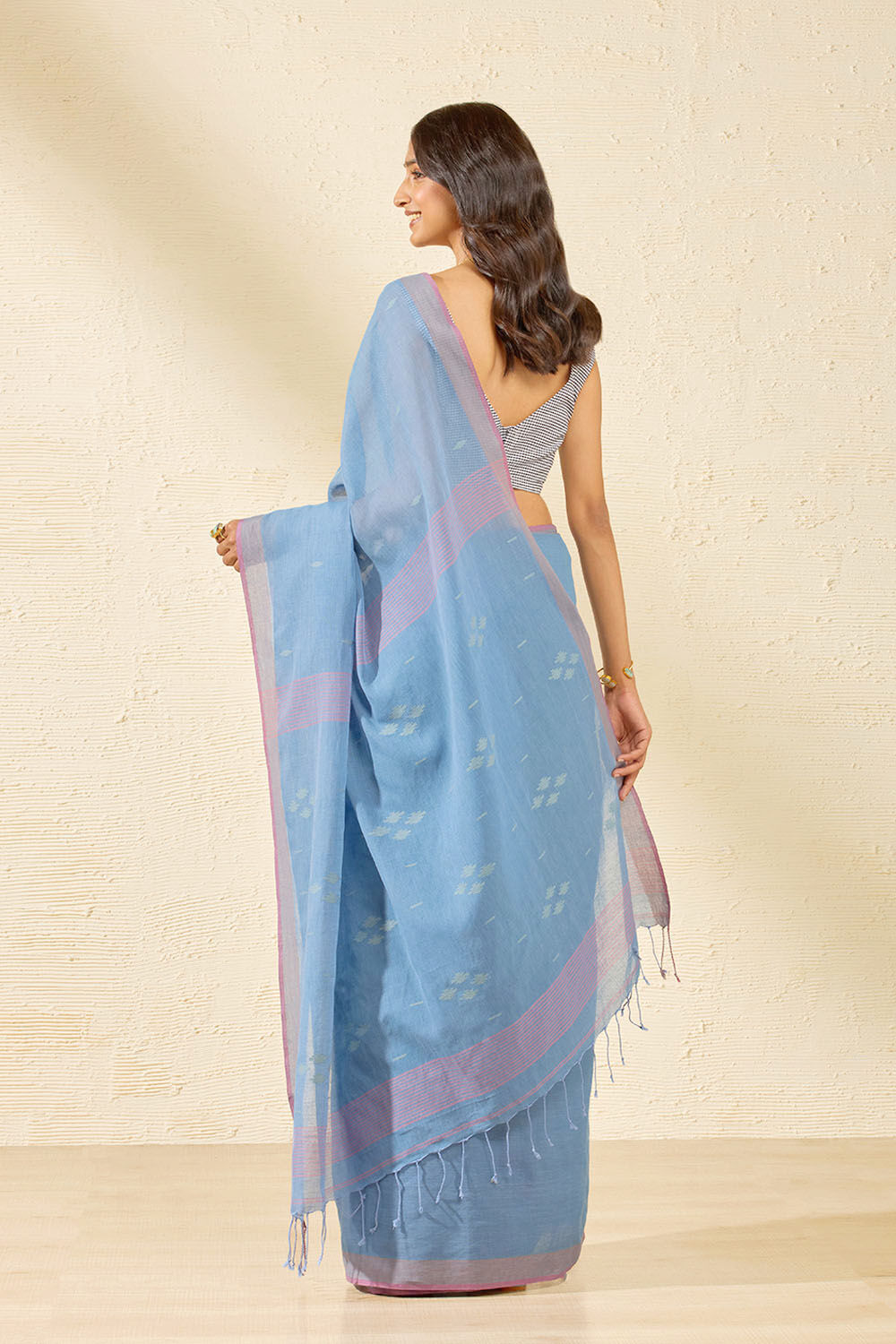 Blue Bengal Pure Cotton Jamdani Saree image number null