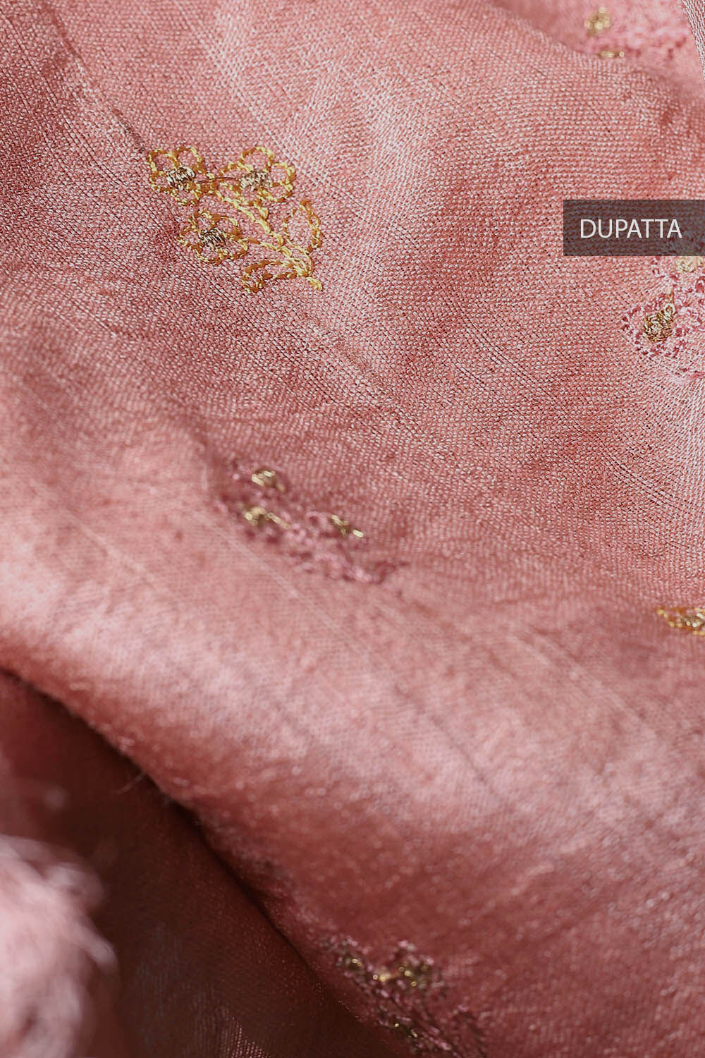 Pink Tussar Embroidered Unstitched Suit Set image number null