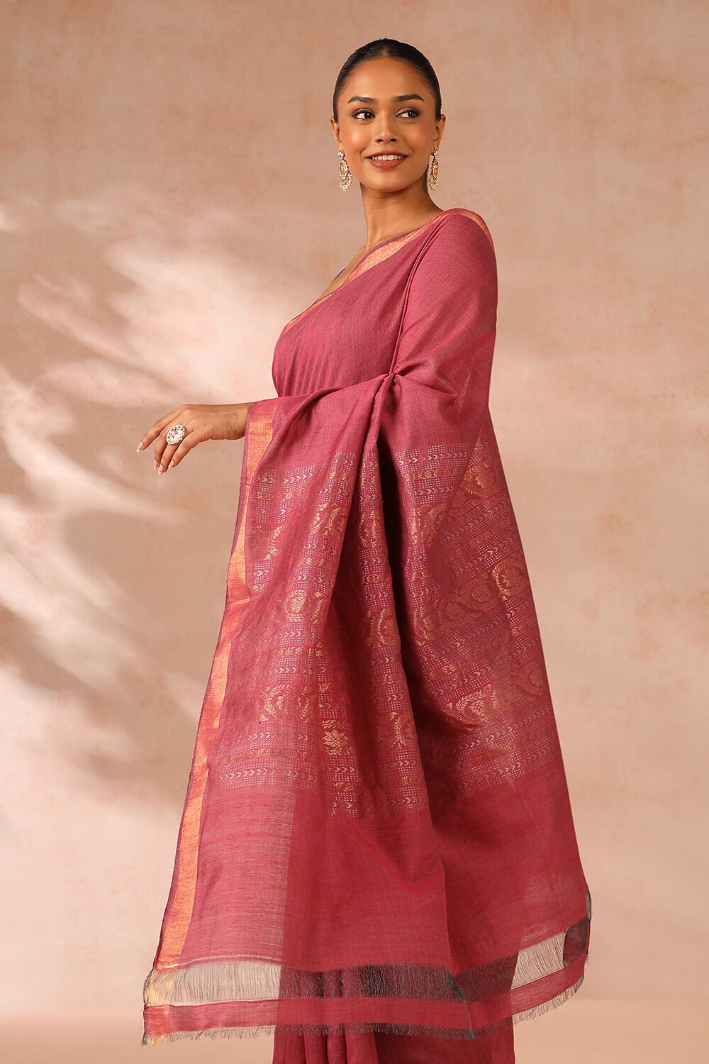 Pink Woven Chattisgarh Pure Tussar Silk Saree image number null