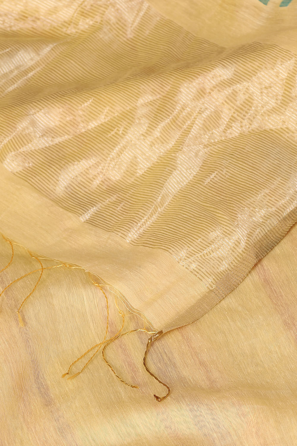 Light Yellow Pure Silk Cotton Bengal Jamdani Saree image number null