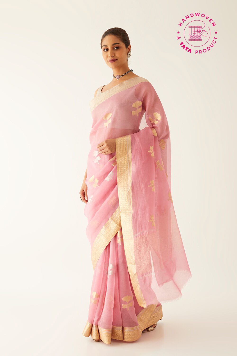 Light Pink Pure Organza Banarasi Saree image number null