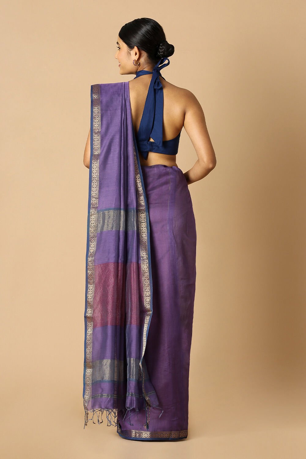 Purple Pure Silk Cotton Maheswari Saree image number null