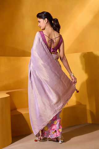 Violet Viscose Tissue Embroidered Saree thumbnail image number null