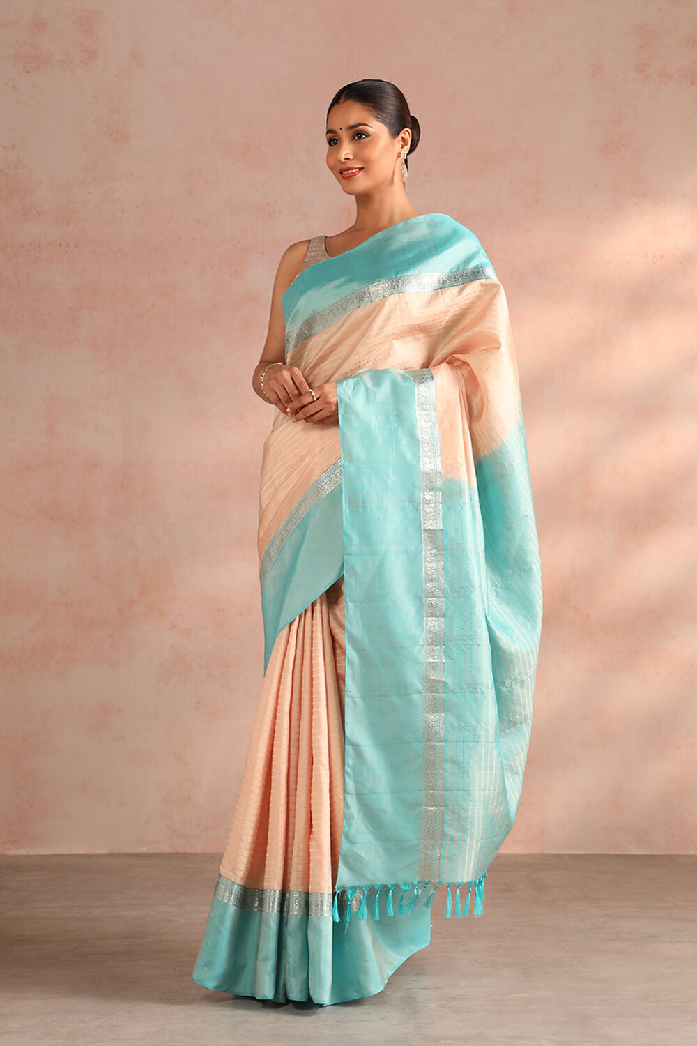 Beige Woven Pure Soft Silk Saree image number null