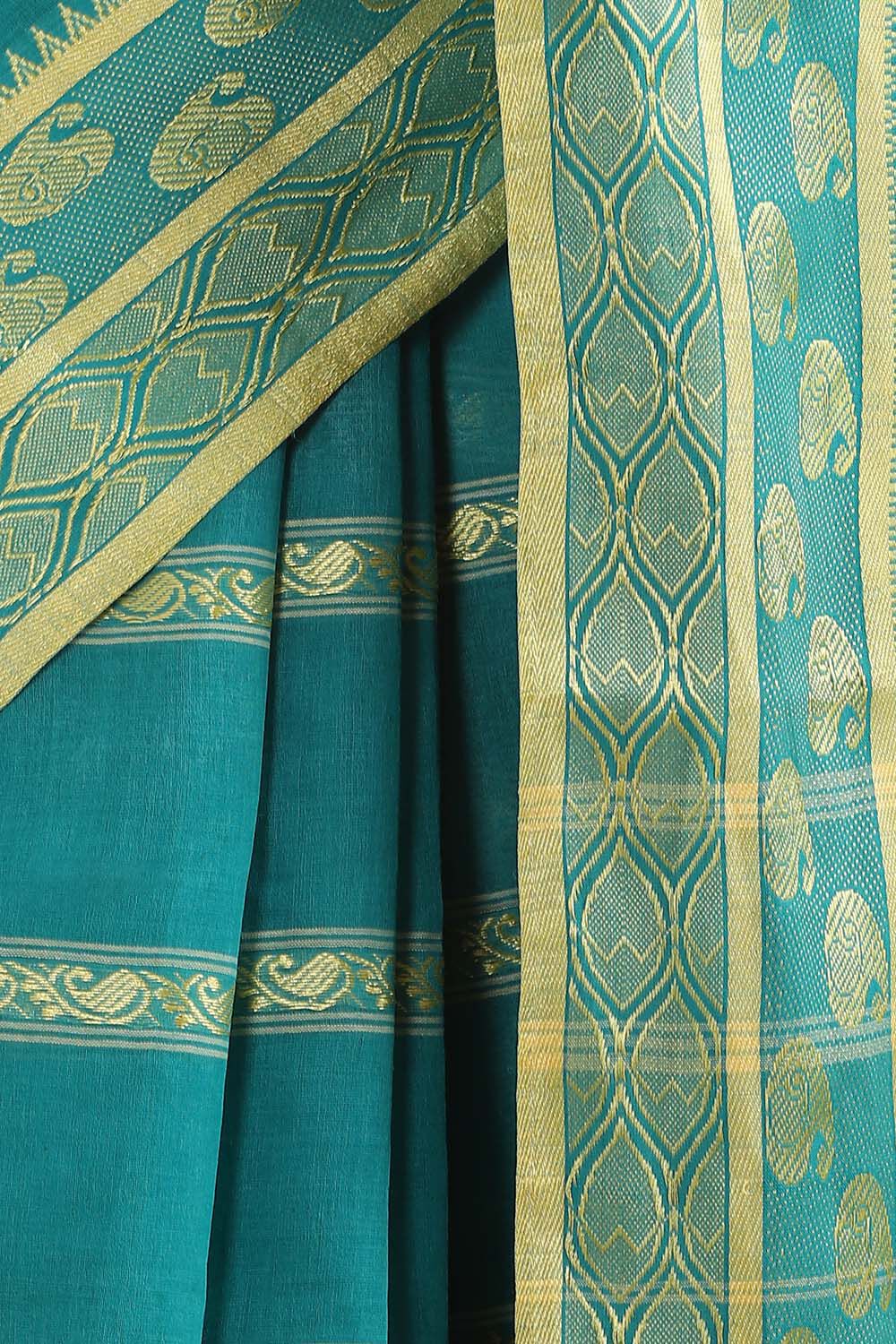 Green Pure Cotton Bengal Saree image number null