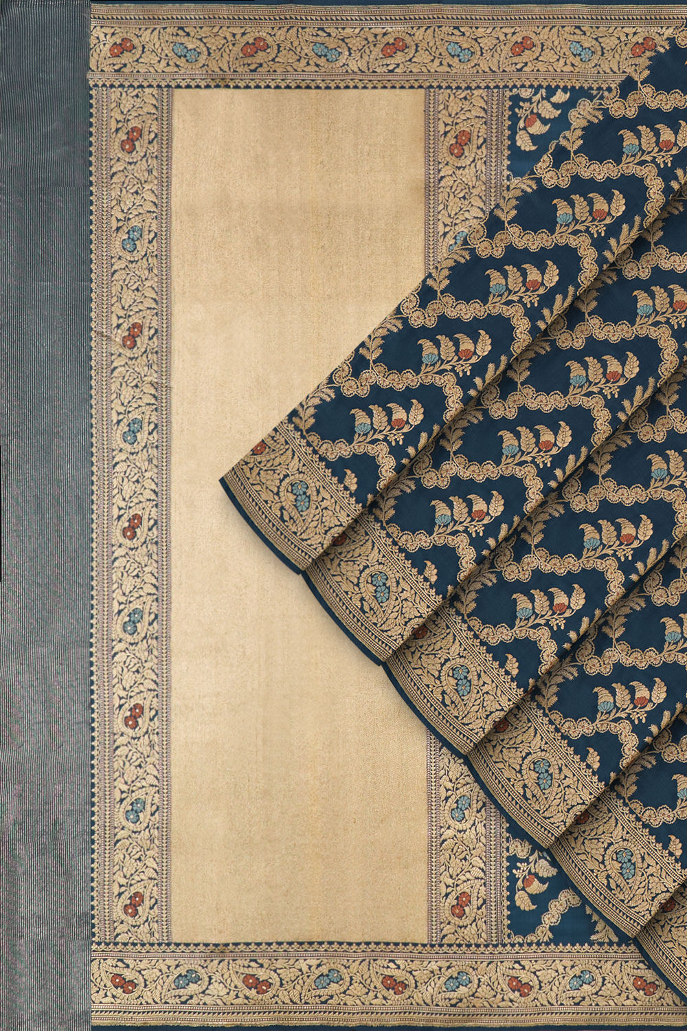 Dark Blue Pure Silk Kadwa Banarasi Saree image number null
