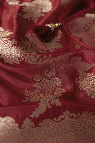Dark Red Woven Pure Viscose Saree thumbnail image number null