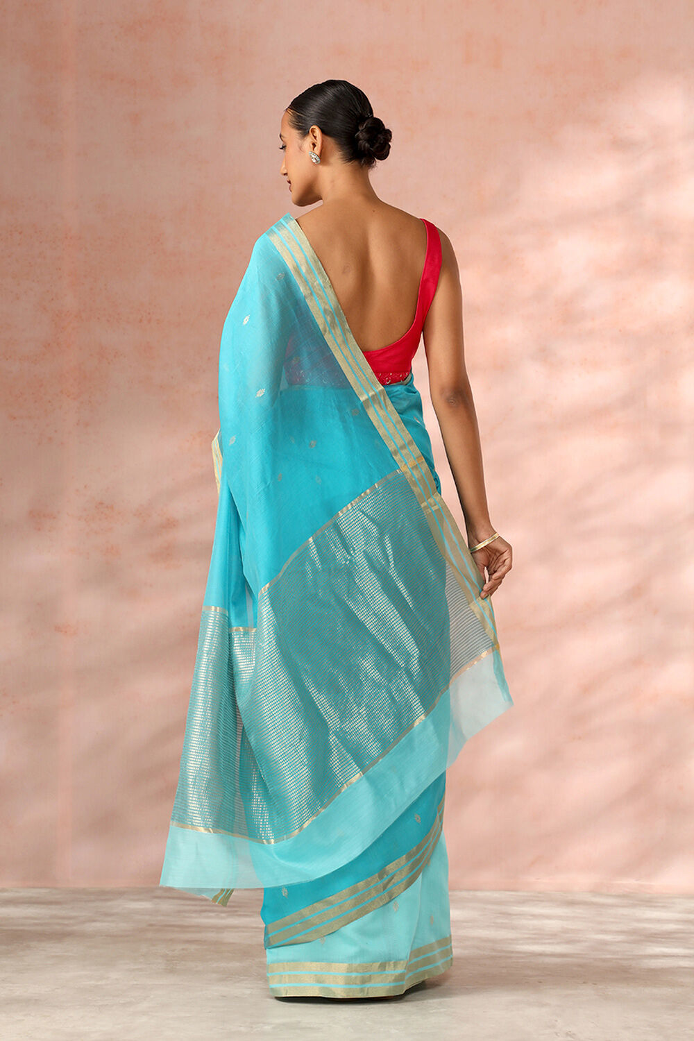 Light Blue Chanderi Pure Silk Cotton Woven Saree image number null