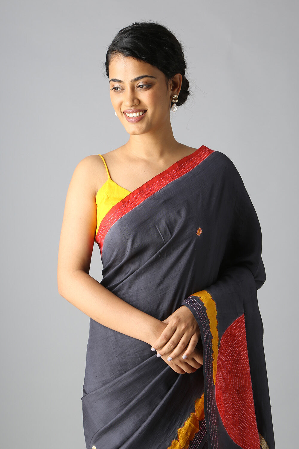 Grey Pure Silk Batik Saree image number null