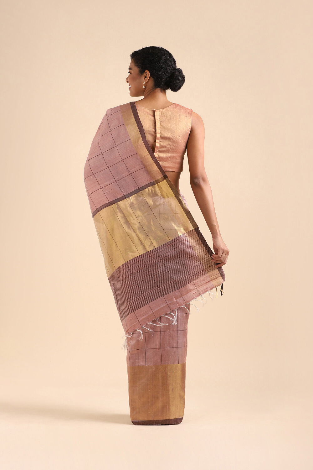 Light Pink Pure Tussar Silk Bhagalpuri Saree image number null